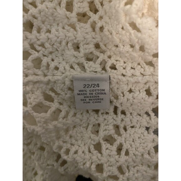Dressbarn White Crochet Short Sleeve Cardigan 1/4Button Vtg Cottagecore 22/24 - Picture 6 of 6